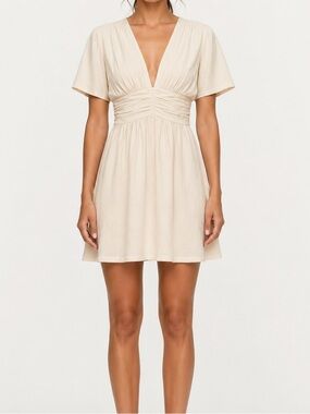 Cream Short Sleeve Dress